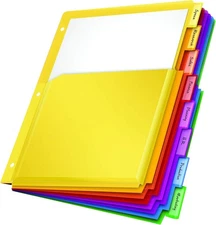 Expanding Plastic Binder Dividers, Divider for 3 Ring Binder, Flexible Front
