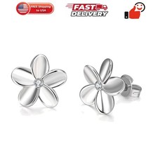 14K Cubic Zirconia Rose Gold Rhinestone Flower Stud Earring for Women Girls C...