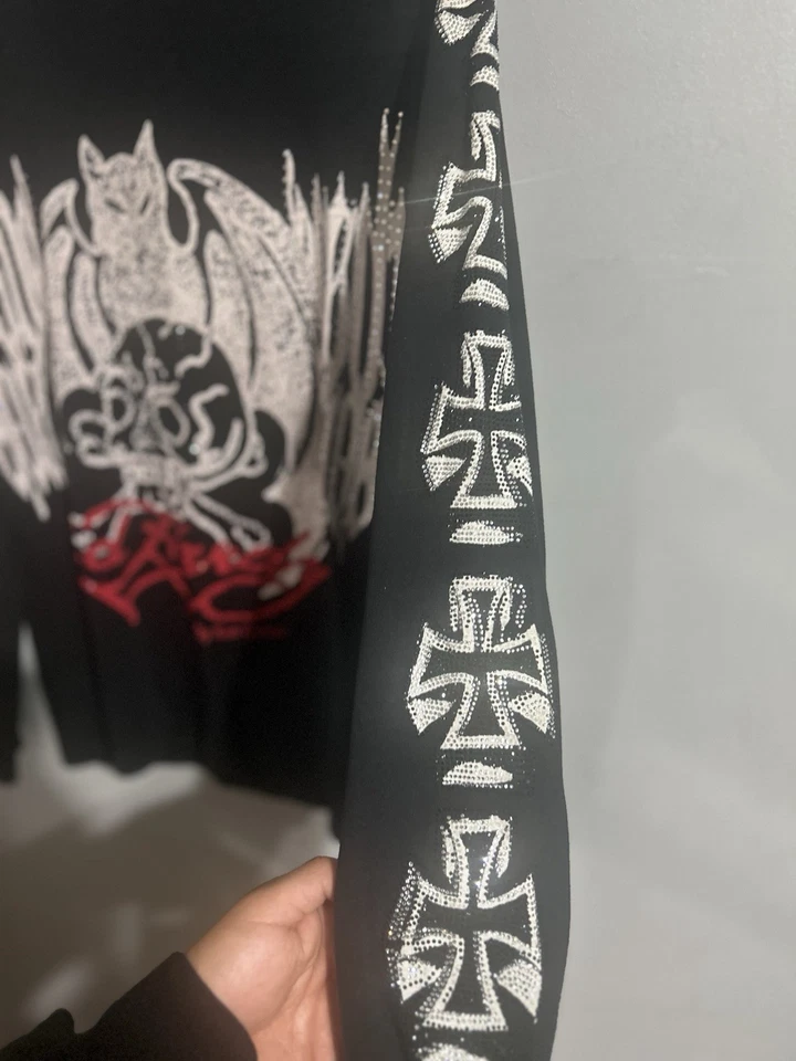 Ken Carson x Ed Hardy Para hombres Complejo Con Mercancía Estrás Manga Larga Foto 2 de 4