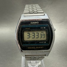Casio B612 Watch Men 35mm Digital Black Dial Silver Tone Octagon New Batt VTG AB