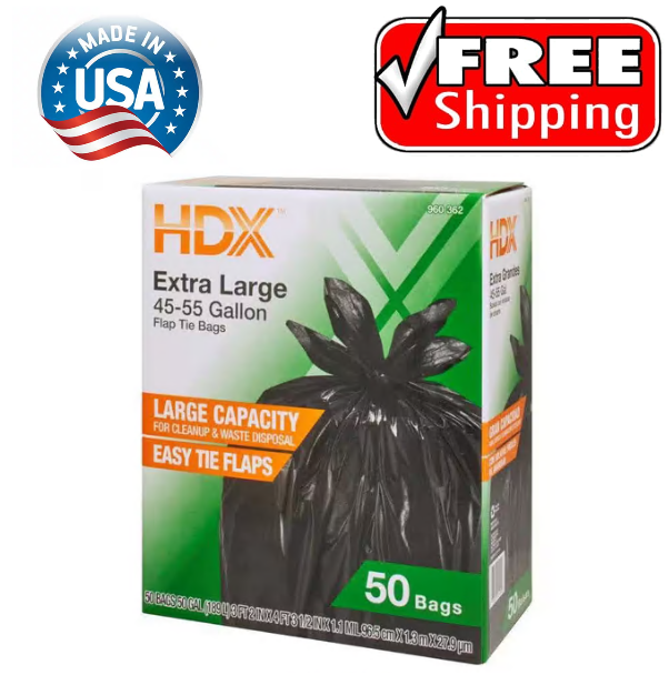 50 Gal. Clear Extra Large Garbage Bags Heavy Duty Trash Can Liners 50