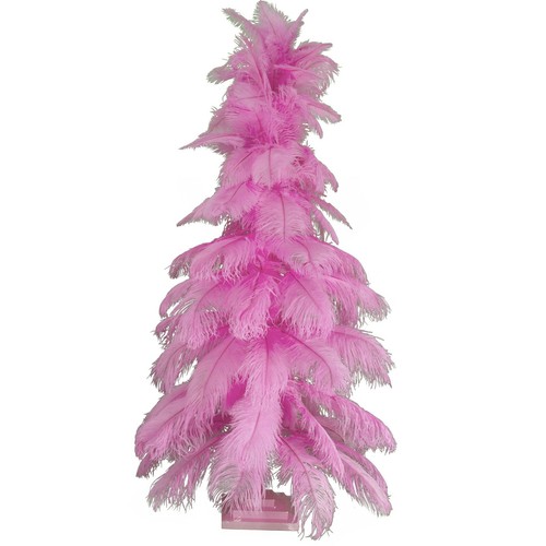 Pink Ostrich Feather Christmas Tree Real Bird Feather Branches Stand Included - Picture 20 of 23