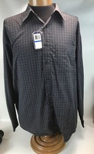Arrow USA Button Down Dress Shirt Size 17-17.5 Classic Fit Fine Charcoal Plaid