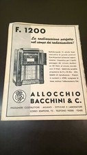 VINTAGE EDITORIALE - RADIO F. 1200 ALLOCCHIO BACCHINI - 1938
