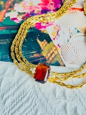 Christian Dior GROSSE Octagon Madeira Citrine Crystals Trio 3 Strands Necklace