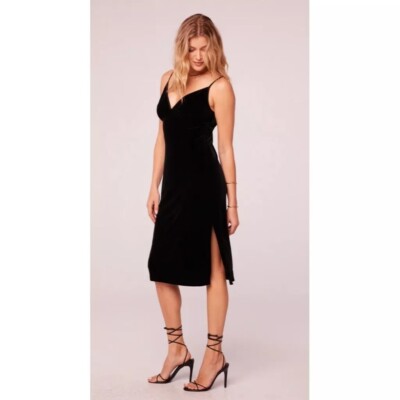Band of the Free Girl Crush Women's Size Medium Black Velvet Midi Dress NEW  | eBay