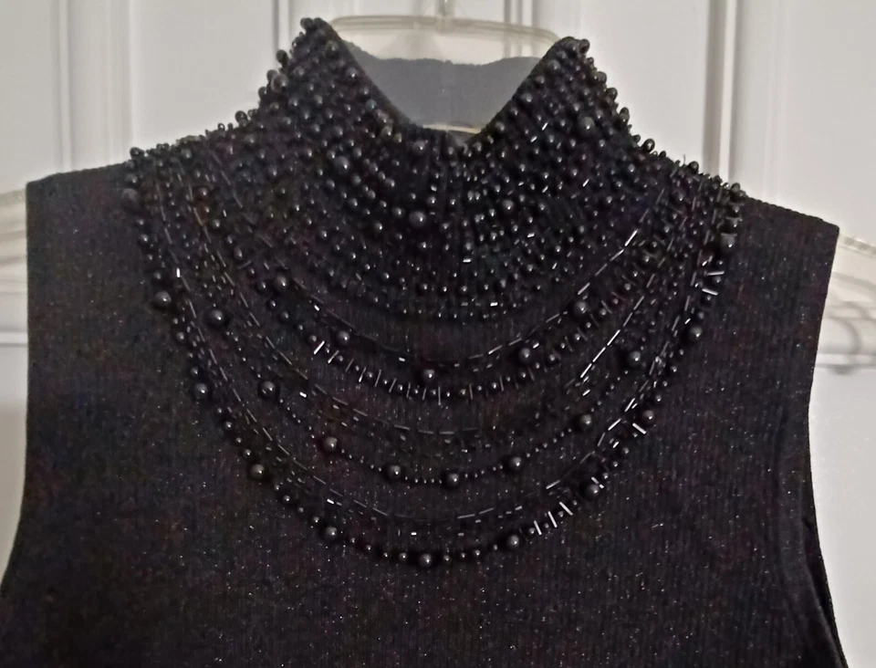 Evie PM Black Sleeveless Silk Blend Beaded Women's Top + FREE 🎁 GIFT - Image 2 of 4