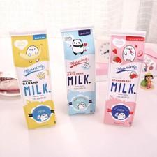 Creative Simulation Of Milk Cartoon Pencil Case Cute PU Pen Bag Stationery