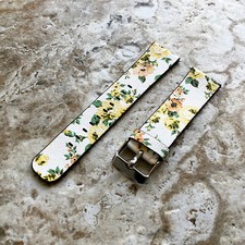 Yellow Floral FL1 Leather Band for Garmin Forerunner 570 47mm, 265 and 255 -B22