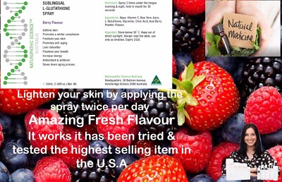 Sublingual L- Glutathione Whitening Spray Skin Bleaching Lightening Aust  Made..#
