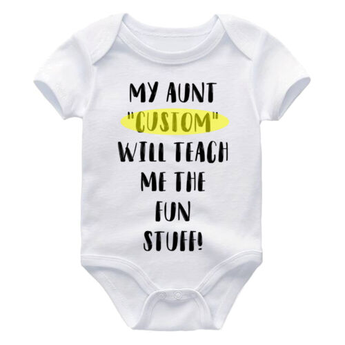 Auntie Baby Shirt Custom Aunt Name Funny Humor Infant Newborn Family Baby Shower