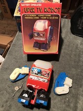 Super TV Robot Battery Operated Toy w/ Original Box Made in Hong Kong 70s 80s