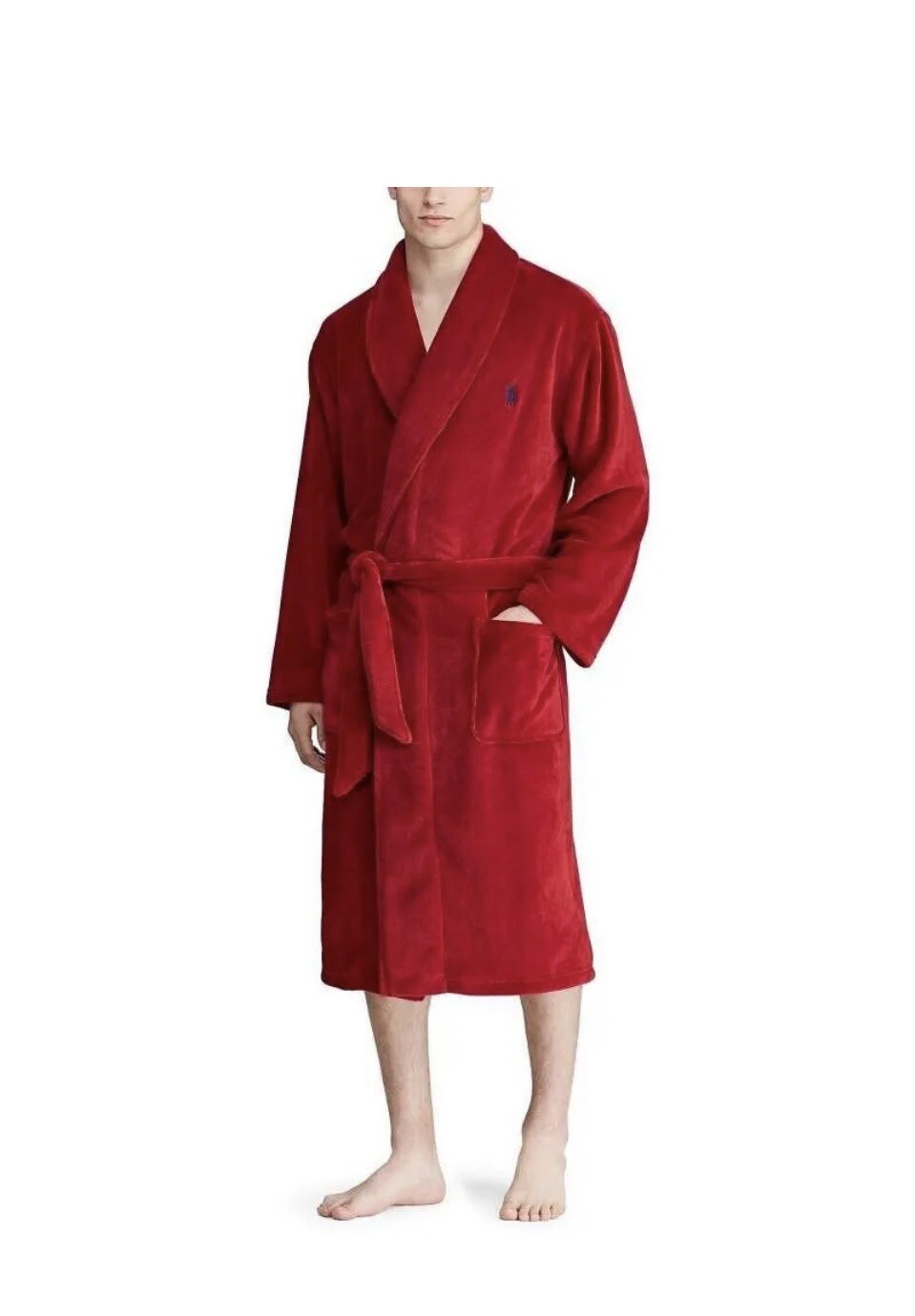 POLO Ralph Lauren Men's Plush Red Bath Robe Size Small Gem