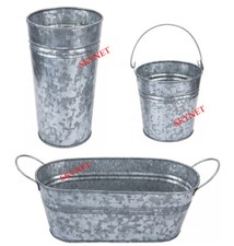 Premium Finish Galvanised Oval Planter Planters With Handles Florist Home Garden