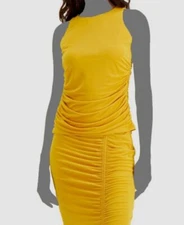 $39 Inc International Concepts Women's Yellow Ruched Sleeveless Top Size S