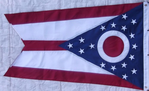 210D OHIO STATE FLAG - SEWN STRIPES & EMBROIDERED STARS - HEADER 2 GROMMETS - Picture 8 of 9