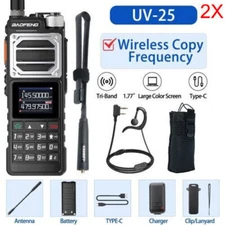 2x Baofeng UV-25 Walkie Talkies Long Range Tri-power Two Way Ham Radios With Kit