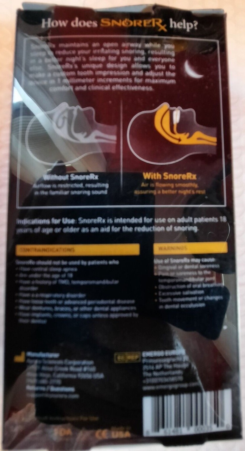 SnoreRx Mouth Guard New in Box Contains Guard, Case & Instructions