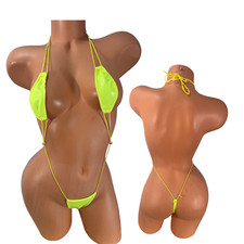 Neon Yellow Micro Slingshot Thong Monokini   Exotic Festival Swimwear Dancewear