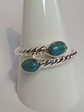 Turquiose Bypass style ring sizeT in 925 sterling silver new