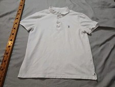 All Saints Polo Shirt Mens Medium White Button Casual Cotton Collared Preppy Top