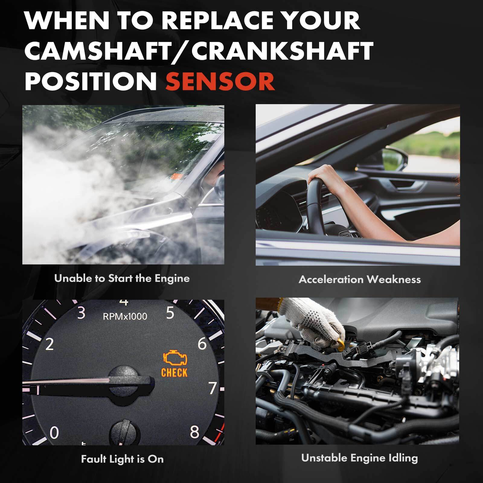 4Pcs Camshaft & 1x Crankshaft Position Sensor for Porsche Carrera GT 2004-2005