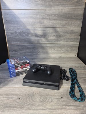 Sony PlayStation 4 PS4 Slim Black CUH-2115A 500GB 8 Game Bundle- Controller