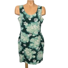 Portugal Europa Green Tie Dye Floral Mini Dress Size Large Sleeveless Scoop Neck