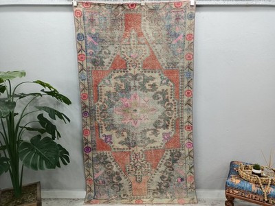Vintage Turkish Rug Handknotted Wool Organic Boho Carpet Bedroom Floor Rug