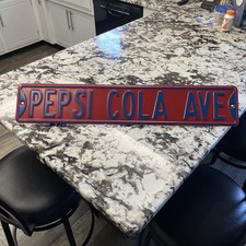 Vintage Rare Pepsi Cola Ave Metal Sign 32” x 6” Red & Blue