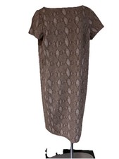 Ralph Lauren Dress Womens 1X  Brown Snakeskin Print Short Sleeve Shift Animal