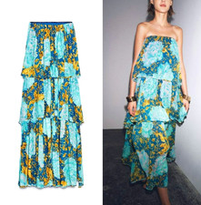 $170 ZARA ZW COLLECTION SALE! STRAPLESS AQUA RUFFLE DRESS S