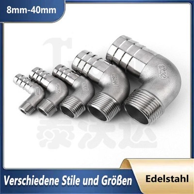 Edelstahl Schlauchtülle Außen-gewinde Fittings Winkel Schlauchnippel Adapter