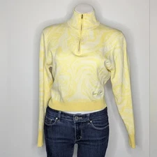 House Of Sunny The Bay Yellow White Swirl 1/2 Zip Knit Tracksuit Top 6
