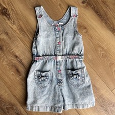 Vintage Rare 80 s 90 s Popsicle Girls Denim Romper Size 5 Bow Jumper One Piece