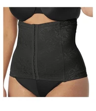 Flexees Women's Maidenform Black satin Corset waist trainer corset top 2XL 