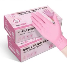 100pcs Pink Nitrile Disposable Gloves for Food Handling