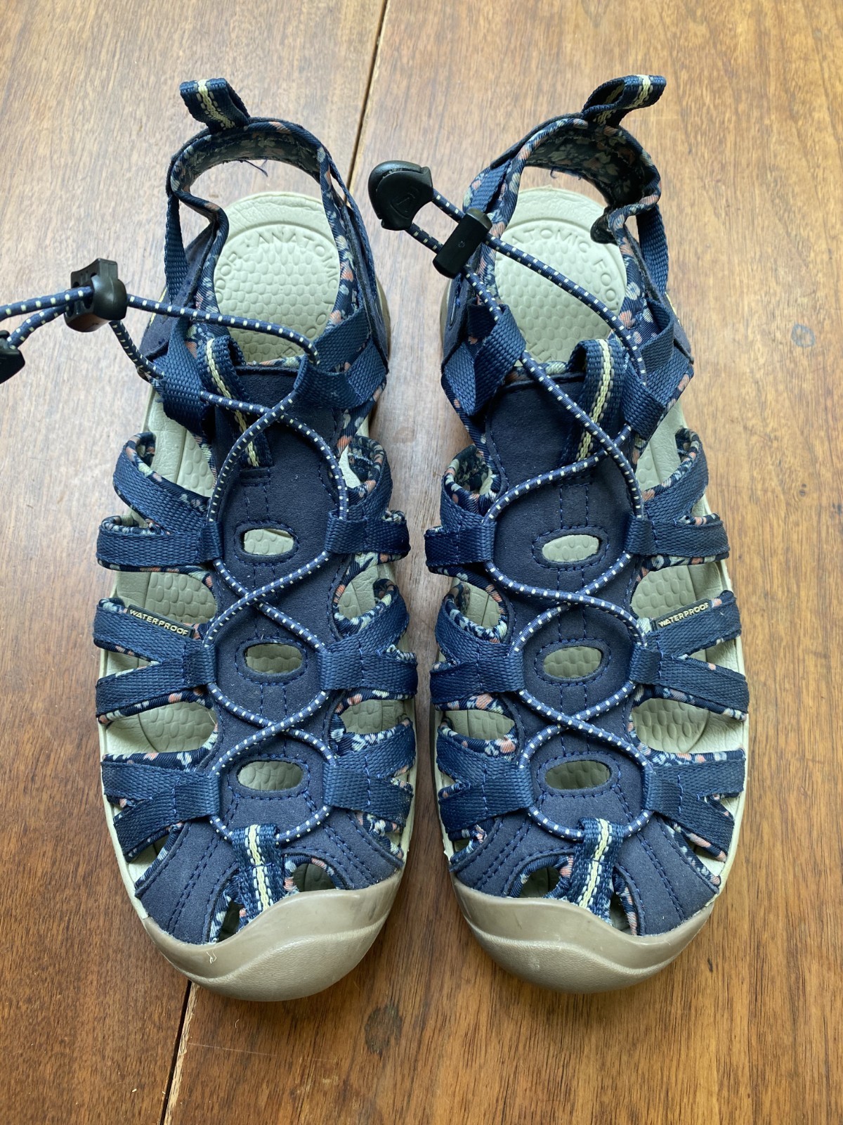 SANDALI KEEN DONNA WHISPER BLU FLOREALI IMPERMEABILI ESCURSIONISMO OUTDOOR TG. 11