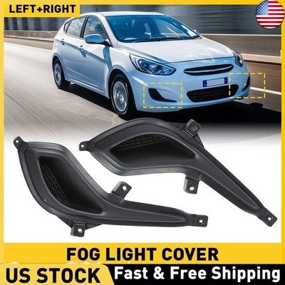 Front Bumper Insert Fog Light Cover Left+Right Fit For 2012-2017 Hyundai Accent