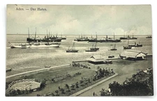 Aden Yemen Harbor Postcard Der Hafen German Stamp Unused
