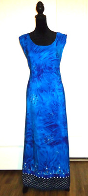 Vtg-80-90s LOOKING GOOD Women's  Dark Bluer Patterned Sleeveless Dress Size-1X