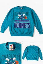 Vintage 90s Charlotte Hornets NBA Crewneck Sweatshirt Artex Teal XL USA