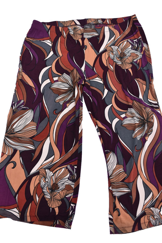 Chico's Travelers Size 4S US 20/22 Pull On Stretch WL Pants Mauve/White/Tan