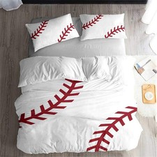 Baseball Duvet Cover Bedding Set - Soft, Colorfast, 3/4 Pieces, Queen Size