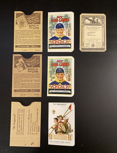 1940s MY CUB CARD BOY SCOUTS OF AMERICA MEMBERSHIP CARD LOT OF 3 SLEEVE