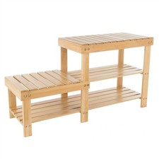 Shoe Storage Bench 2-Tier Bamboo Shoe Rack Mud Room Organization Bench