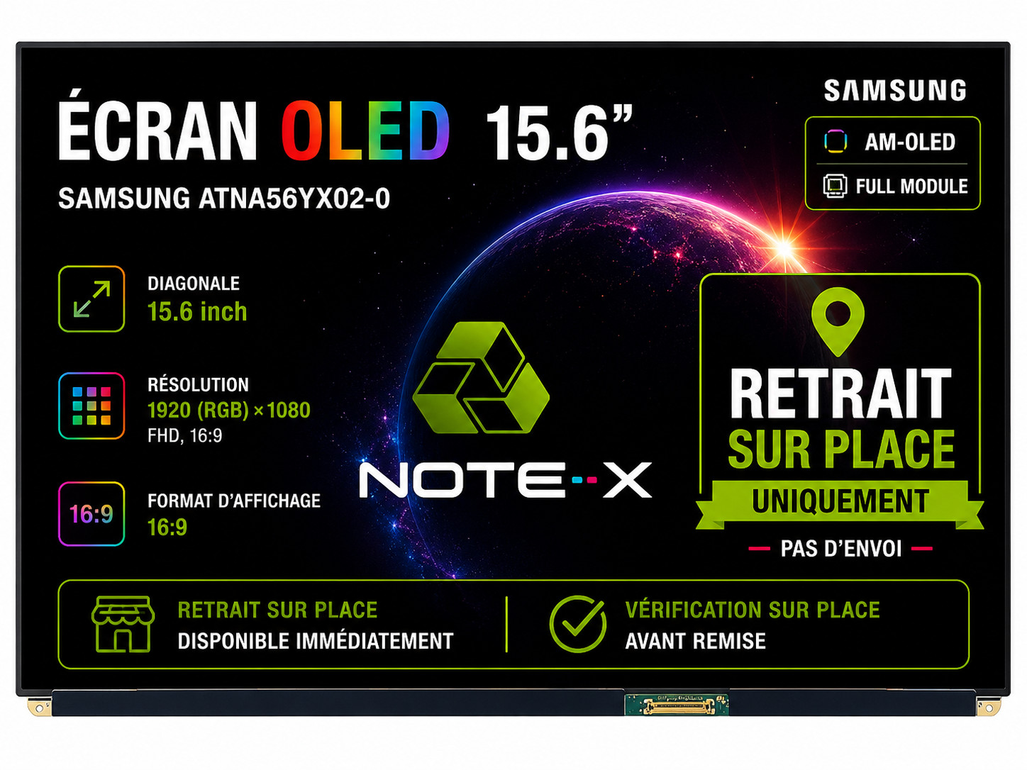Écran AMOLED 15.6" ATNA56YX02-0 Contraste Infini pour Samsung Galaxy Book Pro