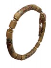 Vintage 1980s Hand Painted FLORAL TAN Ceramic Bead Bracelet — photo 2