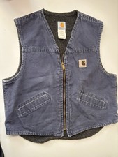 Vintage Carhartt Sherpa Lined Vest Size Large Men s Denim Blue Made In USA