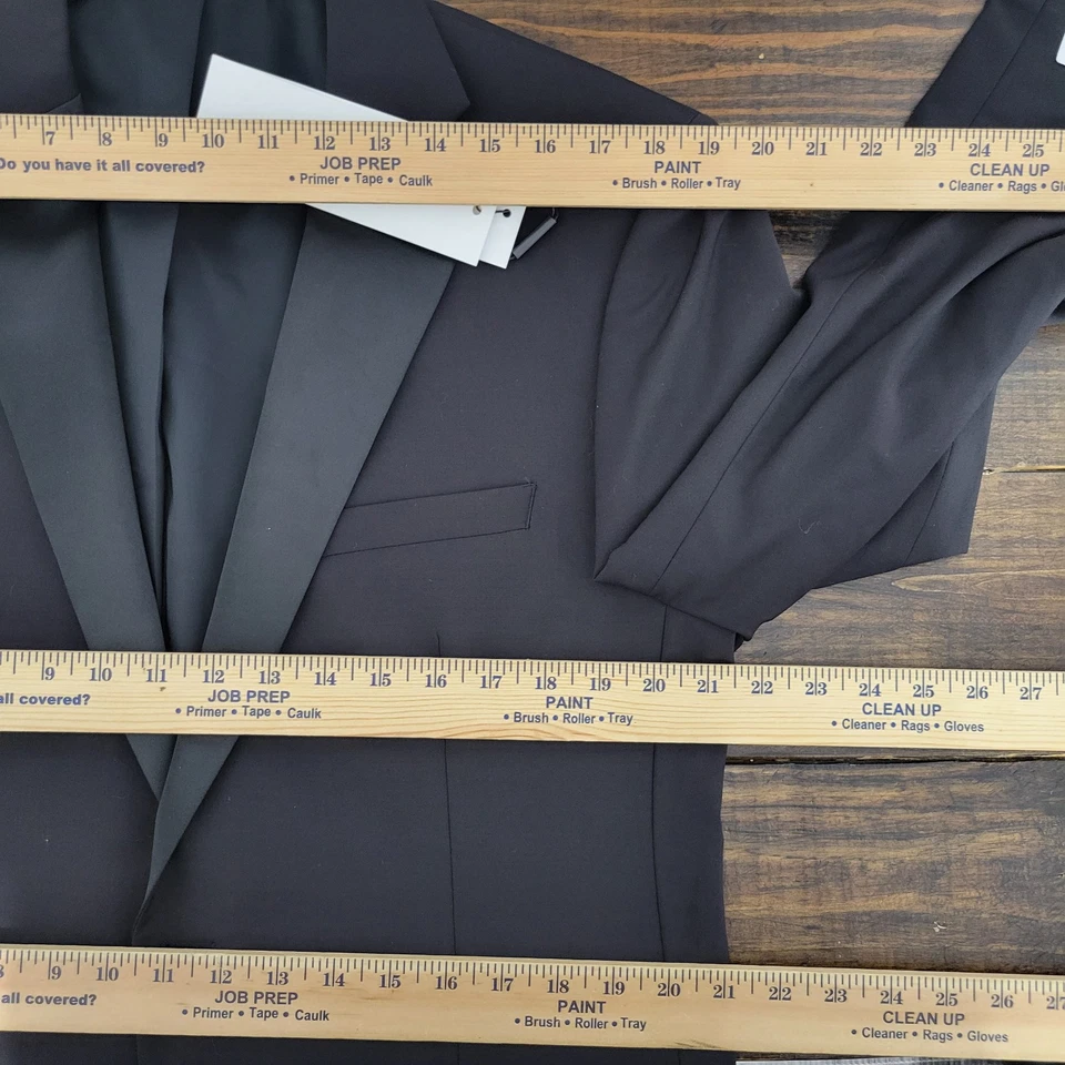 CHAQUETA ESMOQUIN Calvin Klein Para Hombre Dos Botones Negra Mezcla Lana Elástica 44R Foto 3 de 4